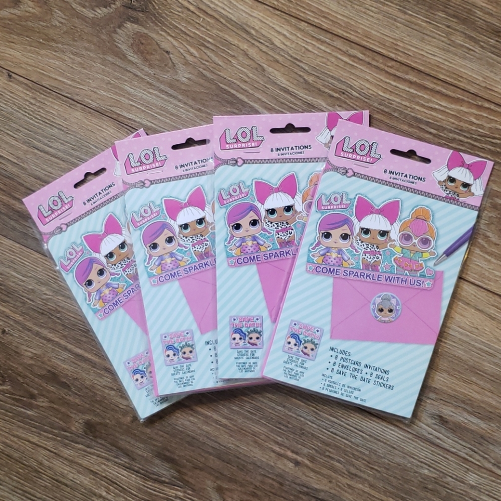 Four Packs of LOL birthday invitations